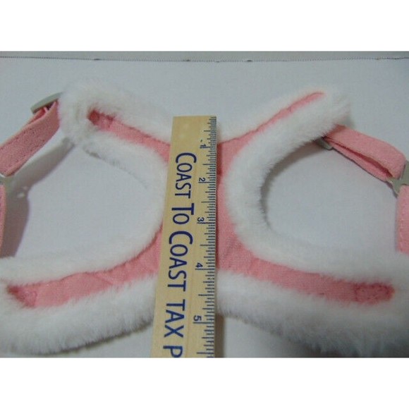 Pink and White Faux Leather & Fur Padded Dog Harness, Winter Dog Harness Small - Picture 7 of 9